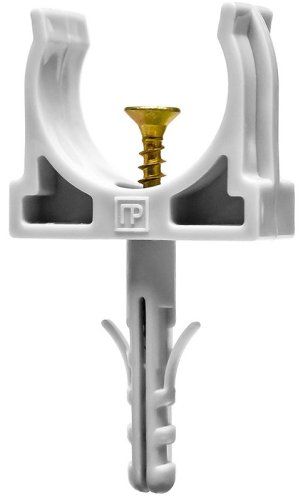 Клипса для гофры с дюбелем и саморезом Промрукав Д=25 серый (уп. 100шт) картинка